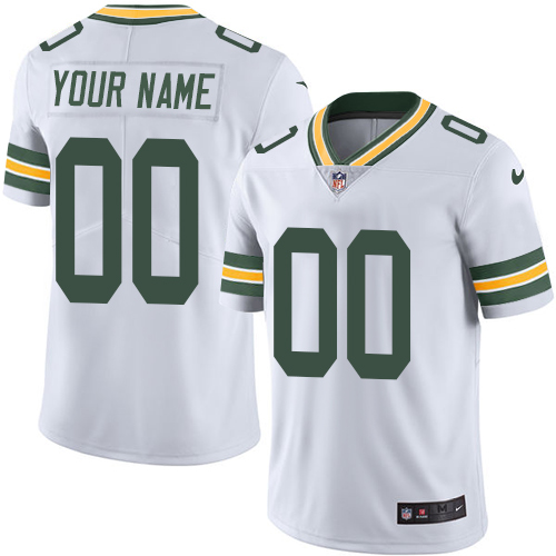 Green Bay Packers Customized White Stitched Vapor Untouchable Limited Youth Jersey