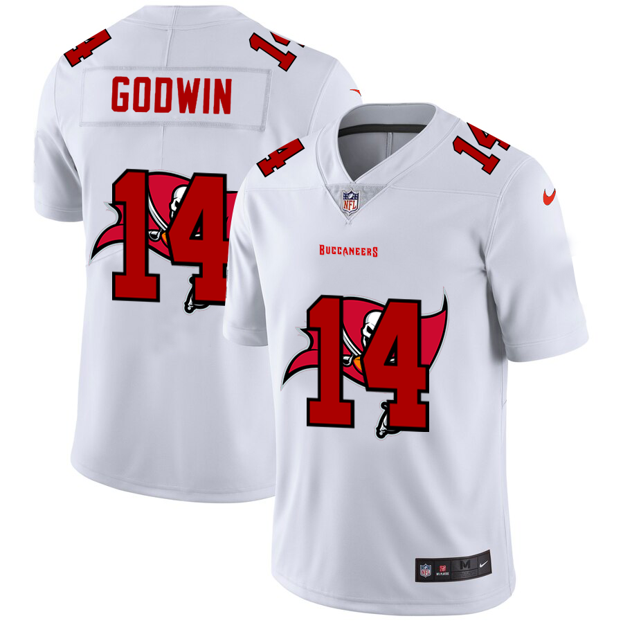 Tampa Bay Buccaneers #14 Chris Godwin White Men's Team Logo Dual Overlap Limited Jersey