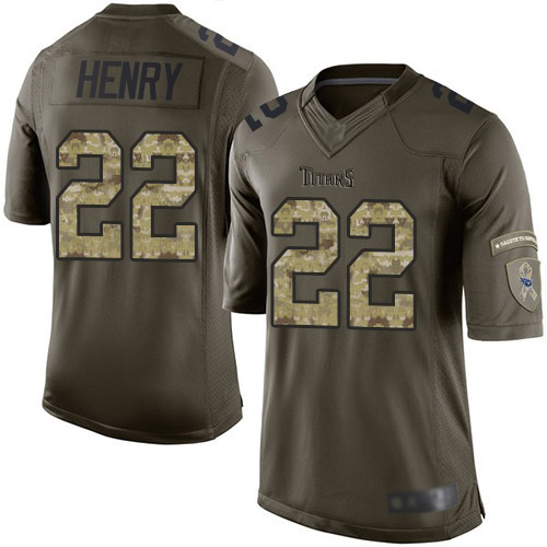 Titans #22 Derrick Henry Green Men's Stitched Limited 2015 Salute To Service Jersey
