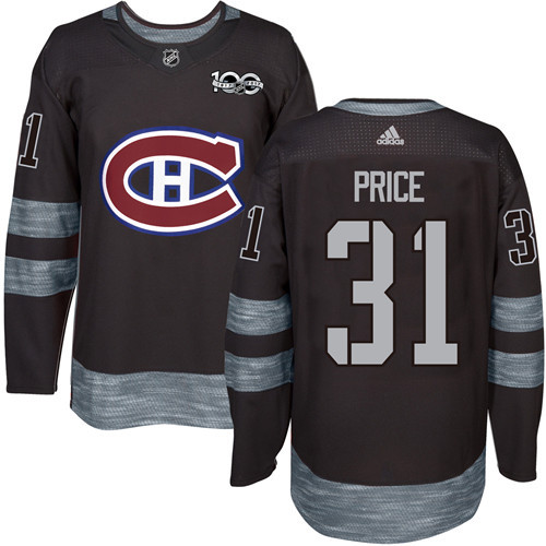 Adidas Montreal Canadiens #31 Carey Price Black 1917-2017 100th Anniversary Stitched Jersey Men's