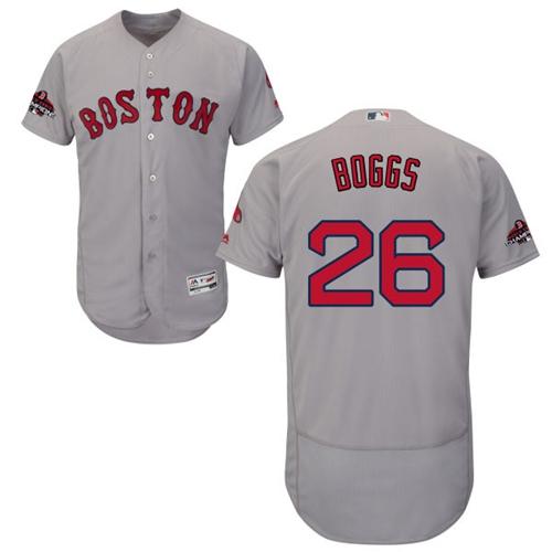 Boston Red Sox #26 Wade Boggs Grey Flexbase Authentic Collection 2018 World Series Champions Stitched Jersey Men's