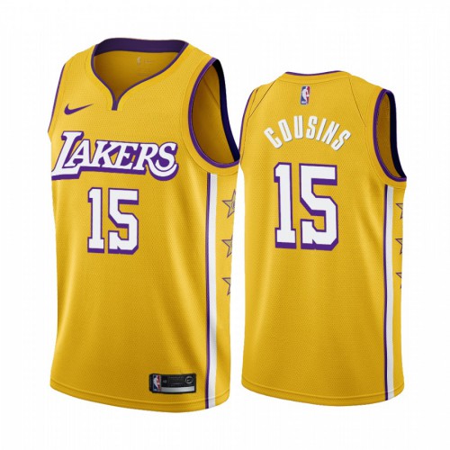 Los Angeles Lakers #15 Demarcus Cousins Mens Unveil 2019-20 City Edition Swingman Jersey Yellow Mens