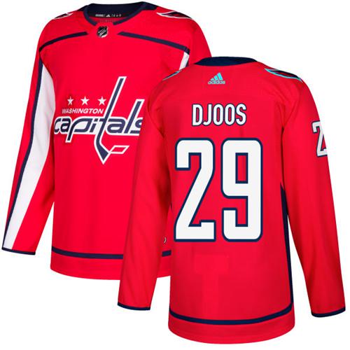Adidas Washington Capitals #29 Christian Djoos Red Home Authentic Stitched Jersey Men's