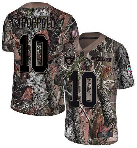 Raiders #10 Jimmy Garoppolo Camo Youth Stitched Limited Rush Realtree Jersey