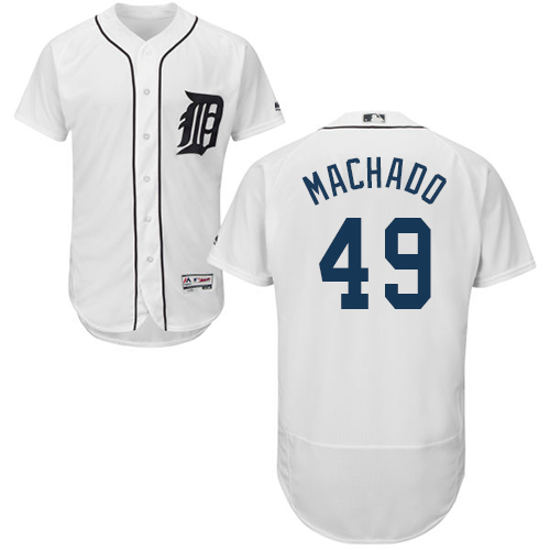 Detroit Tigers #49 Dixon Machado White Flexbase Authentic Collection Stitched Jersey Men's