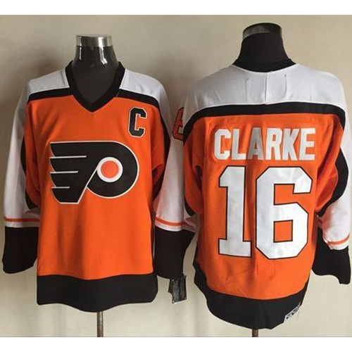 Philadelphia Flyers #16 Bobby Clarke Orange/Black CCM Throwback Stitched Jersey Men's