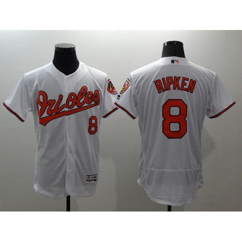 Baltimore Orioles #8 Cal Ripken White Flexbase Authentic Collection Stitched Jersey Men's