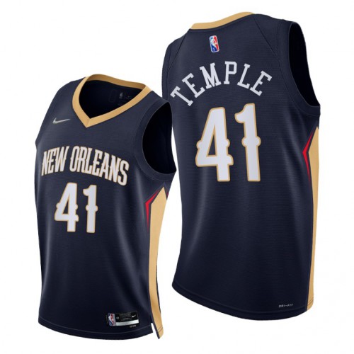 New Orleans Pelicans #41 Garrett Temple Mens 2021-22 75th Diamond Anniversary Jersey Navy Mens