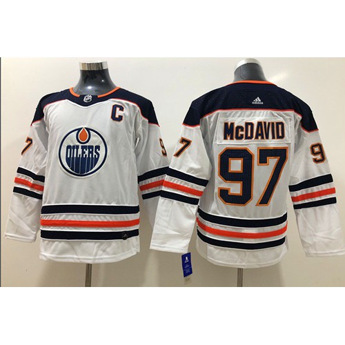Adidas Edmonton Oilers #97 Connor McDavid White Road Authentic Stitched Youth Jersey Youth