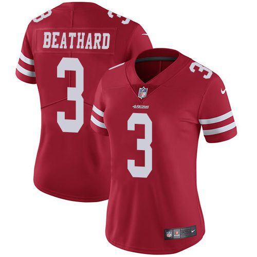 San Francisco 49ers #3 C.J. Beathard Red Team Color Women's Stitched Vapor Untouchable Limited Jersey Womens