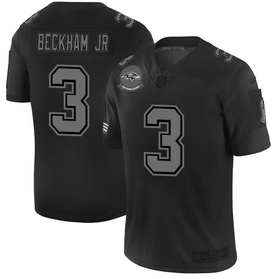 Baltimore Ravens #3 Odell Beckham Jr. Men's Black 2019 Salute To Service Limited Stitched Jersey