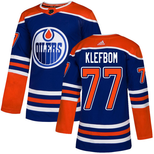 Adidas Edmonton Oilers #77 Oscar Klefbom Royal Blue Alternate Authentic Stitched Jersey Men's