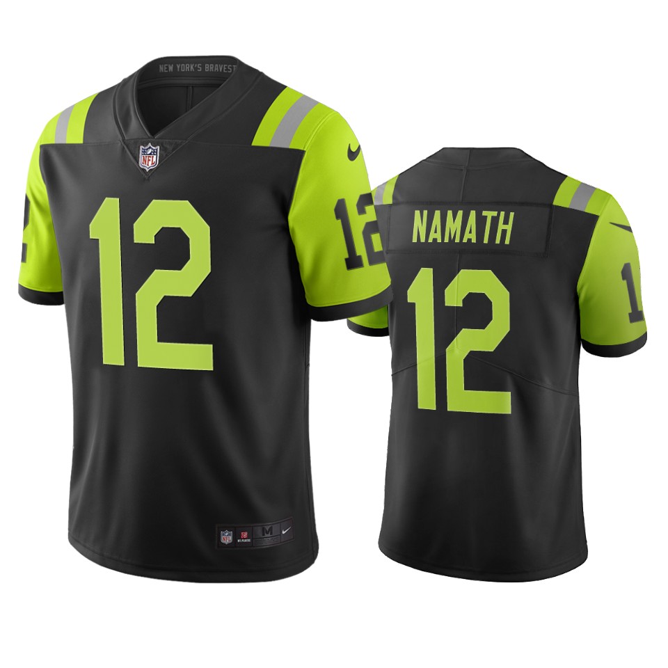 New York Jets #12 Joe Namath Black Green Vapor Limited City Edition Jersey