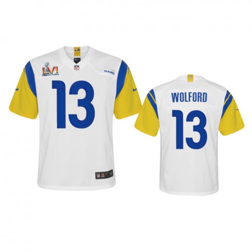 Los Angeles Los Angeles Rams #13 John Wolford Youth Super Bowl LVI Patch Alternate Game Jersey - White Youth