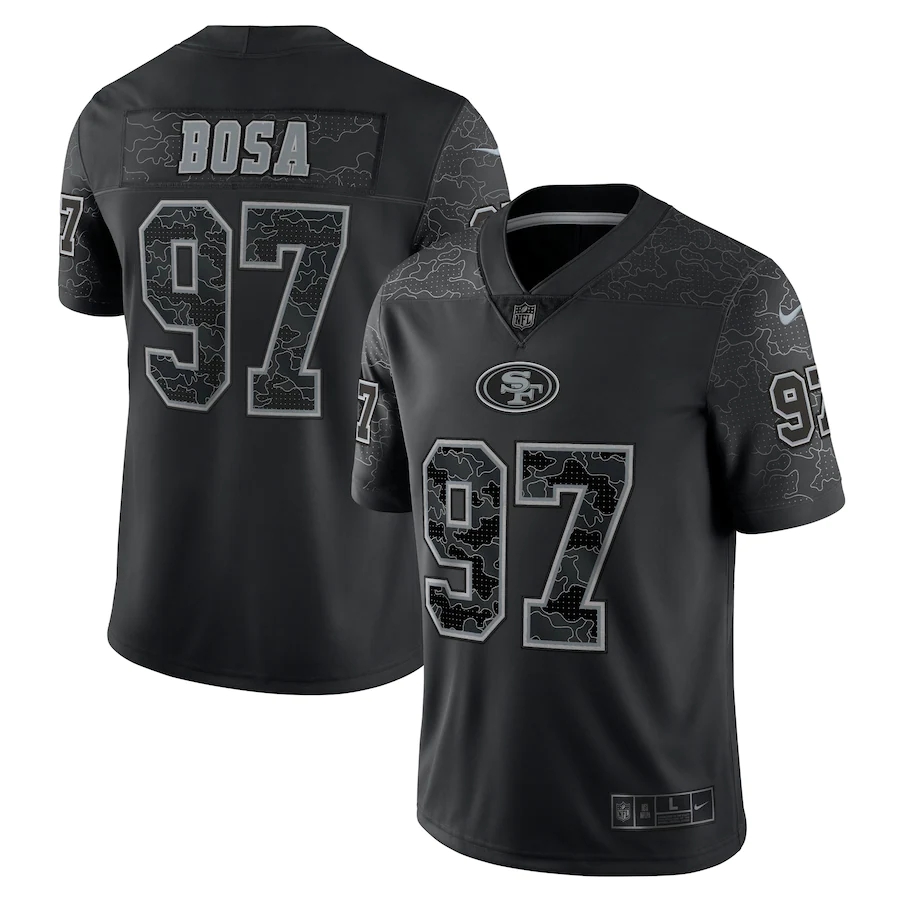 San Francisco 49ers #97 Nick Bosa Black Men's Black Reflective Limited Jersey