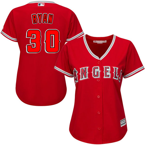 Los Angeles Angels #30 Nolan Ryan Red Alternate Women's Stitched Jersey Womens
