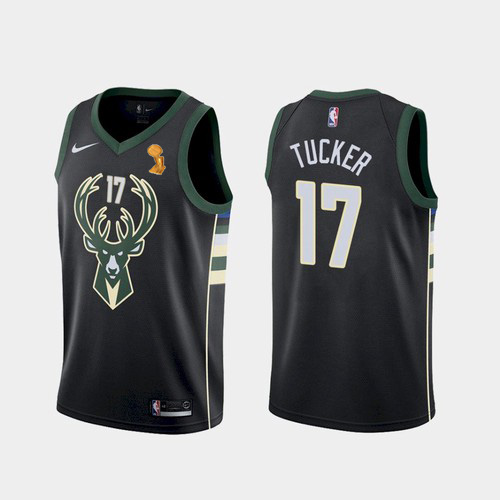 Milwaukee Bucks #17 P.J. Tucker 2021 Finals Champions Swingman Statement Edition Jersey Black Mens