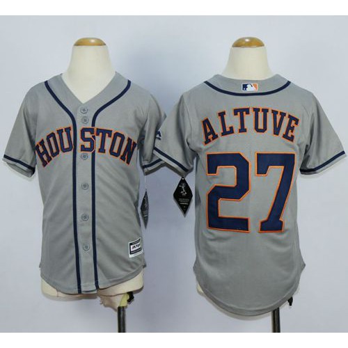 Houston Astros #27 Jose Altuve Grey Cool Base Stitched Youth Jersey Youth