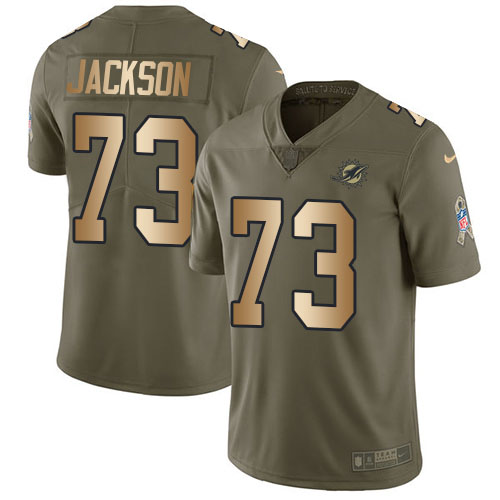 Miami Dolphins #73 Austin Jackson Olive/Gold Youth Stitched Limited 2017 Salute To Service Jersey Youth