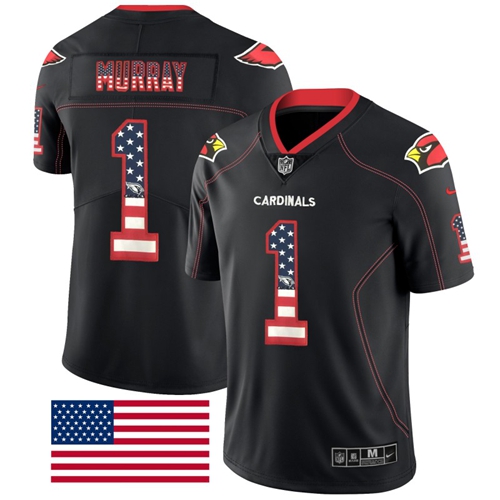 Cardinals #1 Kyler Murray Black Men's Stitched Limited Rush USA Flag Jersey
