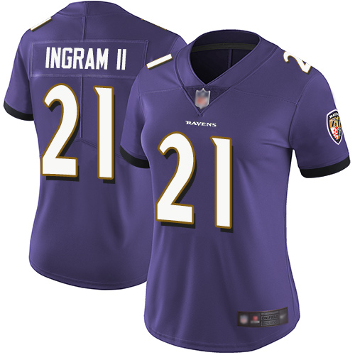 Baltimore Ravens #21 Mark Ingram II Purple Team Color Women's Stitched Vapor Untouchable Limited Jersey Womens
