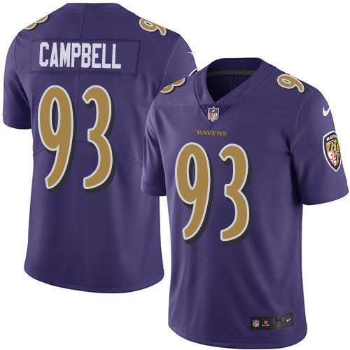 Baltimore Ravens #93 Calais Campbell Purple Men's Stitched Limited Rush Jersey Men's