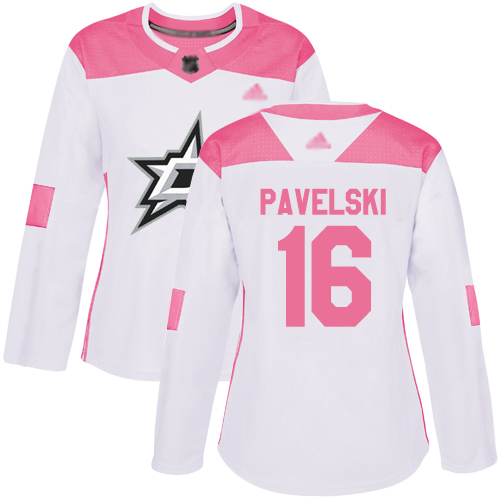 Adidas Dallas Stars #16 Joe Pavelski White/Pink Authentic Fashion Women's Stitched Jersey Womens