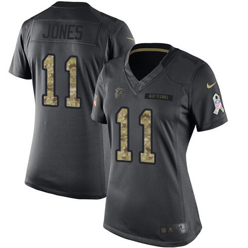 Atlanta Falcons #11 Julio Jones Black Women's Stitched Limited 2016 Salute to Service Jersey Womens