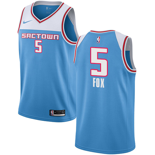 Sacramento Kings #5 DeAaron Fox Blue Swingman City Edition 2018/19 Jersey Mens