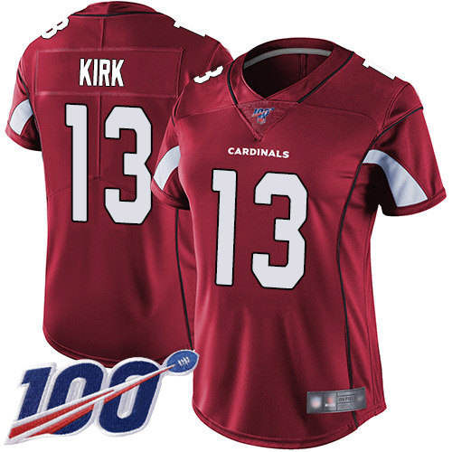 Arizona Cardinals #13 Christian Kirk Red Team Color Women's Stitched 100th Season Vapor Limited Jersey Womens