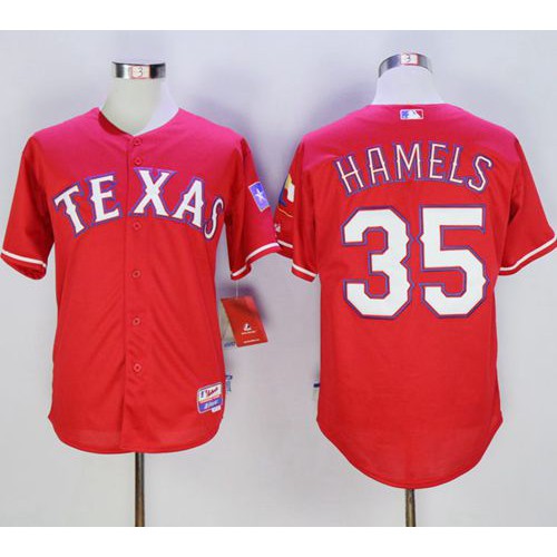 Texas Rangers #35 Cole Hamels Red Cool Base Stitched Jersey Men's