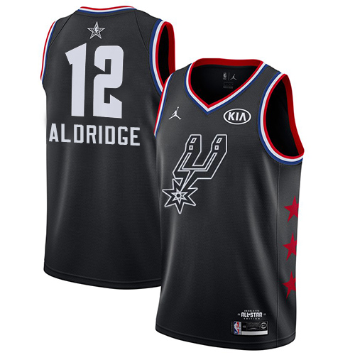 San Antonio Spurs #12 LaMarcus Aldridge Black Womens Jordan Swingman 2019 All-Star Game Jersey Womens