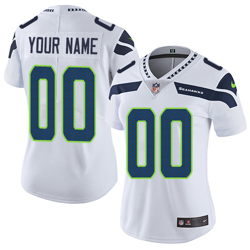 Seattle Seahawks Customized White Stitched Vapor Untouchable Limited Women's Jersey