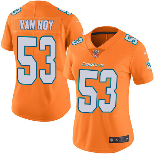 Miami Dolphins #53 Kyle Van Noy Orange Women's Stitched Limited Rush Jersey Womens