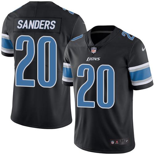 Lions #20 Barry Sanders Black Youth Stitched Limited Rush Jersey