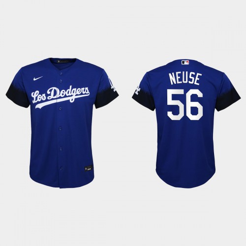 Los Angeles Los Angeles Dodgers #56 Sheldon Neuse Youth 2021 City Connect Jersey Royal Youth