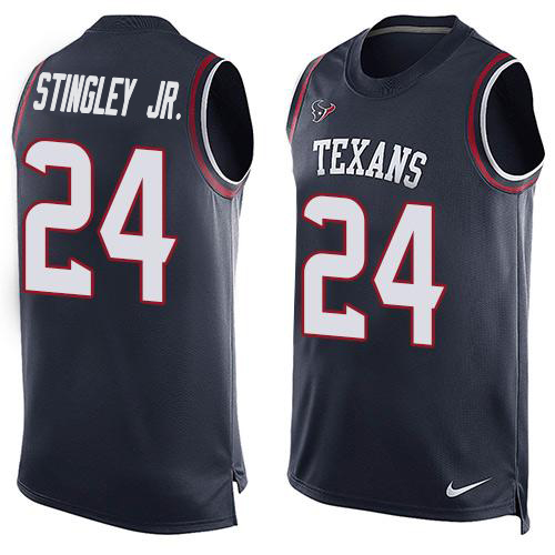 Texans #24 Derek Stingley Jr. Navy Blue Team Color Men's Stitched Limited Tank Top Jersey