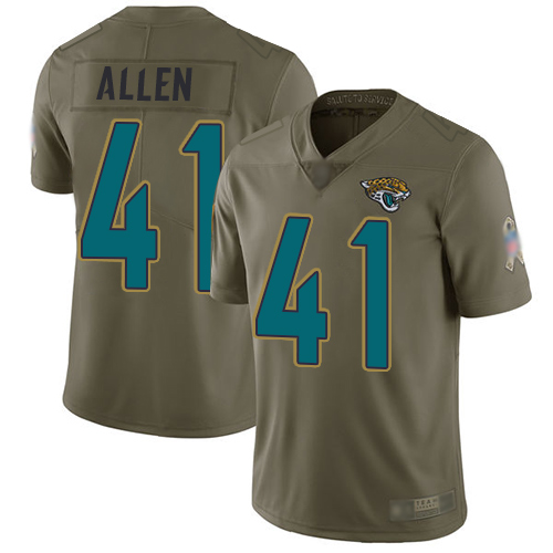 Jaguars #41 Josh Allen Olive Men's Stitched Limited 2017 Salute To Service Jersey