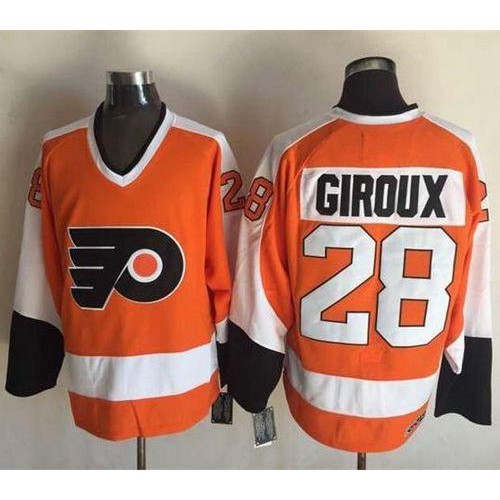 Philadelphia Flyers #28 Claude Giroux Orange CCM Throwback Stitched Jersey Men's