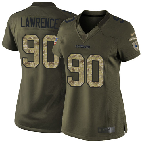 Cowboys #90 Demarcus Lawrence Green Women's Stitched Limited 2015 Salute To Service Jersey