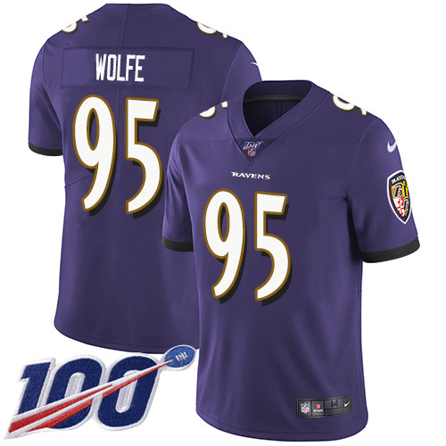Baltimore Ravens #95 Derek Wolfe Purple Team Color Men's Stitched 100th Season Vapor Untouchable Limited Jersey Men's
