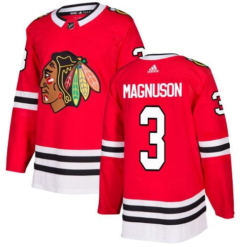 Adidas Chicago Blackhawks #3 Keith Magnuson Red Home Authentic Stitched Jersey Men's