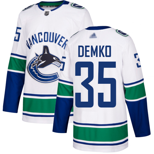 Adidas Vancouver Canucks #35 Thatcher Demko White Road Authentic Stitched Jersey Men's