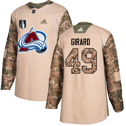 Adidas Colorado Avalanche #49 Samuel Girard Camo Youth 2022 Stanley Cup Final Patch Authentic Veterans Day Stitched Jersey Youth