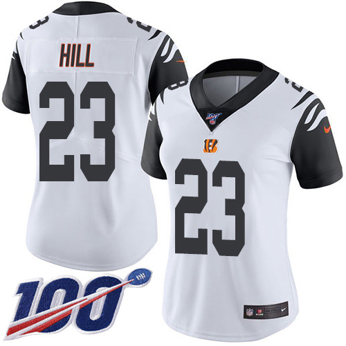 Bengals #23 Daxton Hill White Women's Stitched Limited Rush 100th Season Jersey