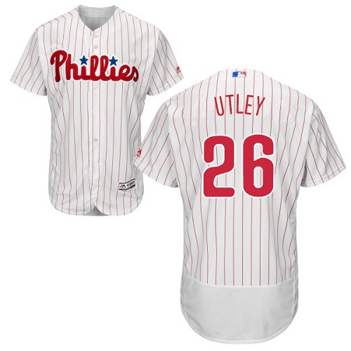 Philadelphia Phillies #26 Chase Utley White(Red Strip) Flexbase Authentic Collection Stitched Jersey Men's