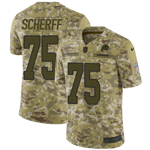 Washington Commanders #75 Brandon Scherff Camo Youth Stitched Limited 2018 Salute to Service Jersey Youth