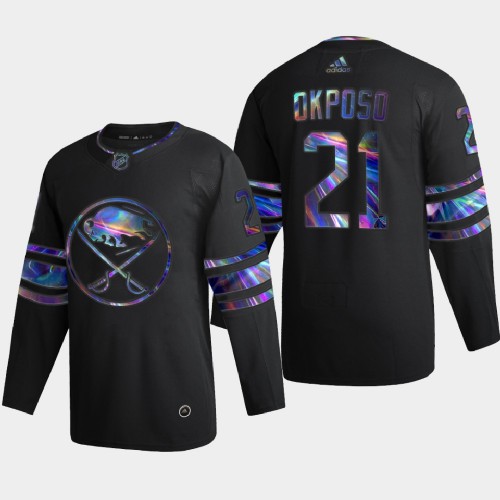 Buffalo Buffalo Sabres #21 Kyle Okposo Men's Iridescent Holographic Collection Jersey - Black Men's