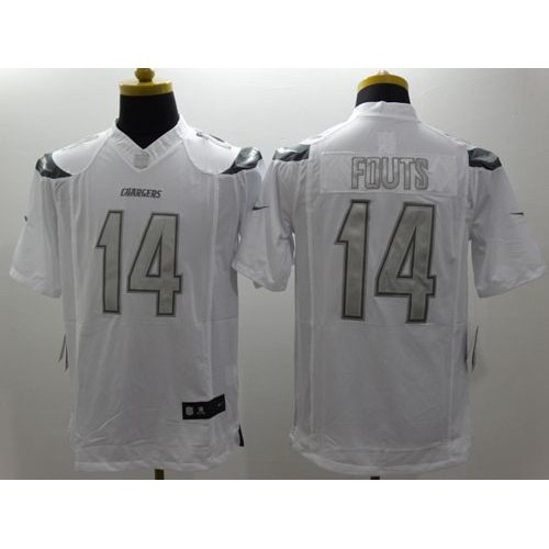 Los Angeles Chargers #14 Dan Fouts White Men's Stitched Limited Platinum Jersey Men's