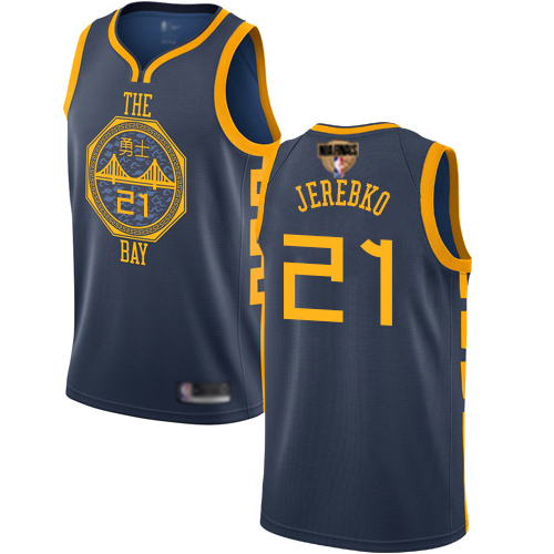Golden State Warriors #21 Jonas Jerebko Navy 2019 Finals Bound Swingman City Edition 2018/19 Jersey Mens